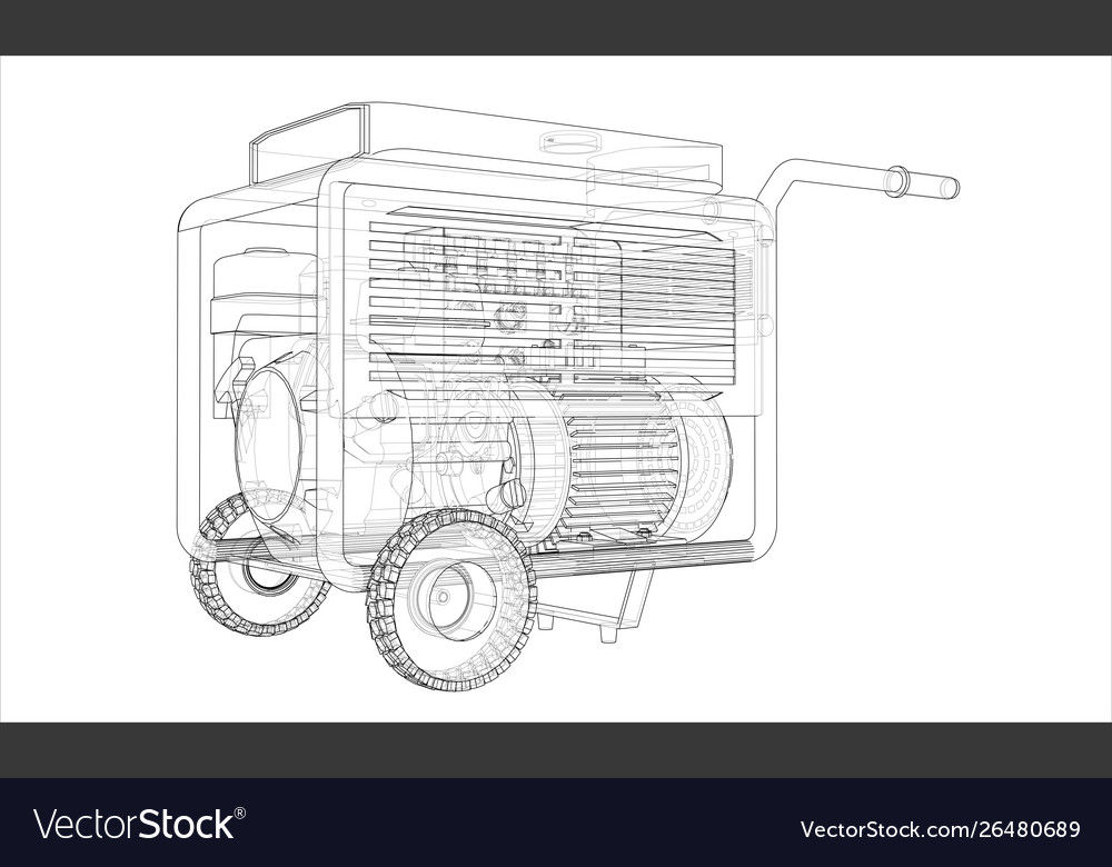 Outline portable gasoline generator Royalty Free Vector