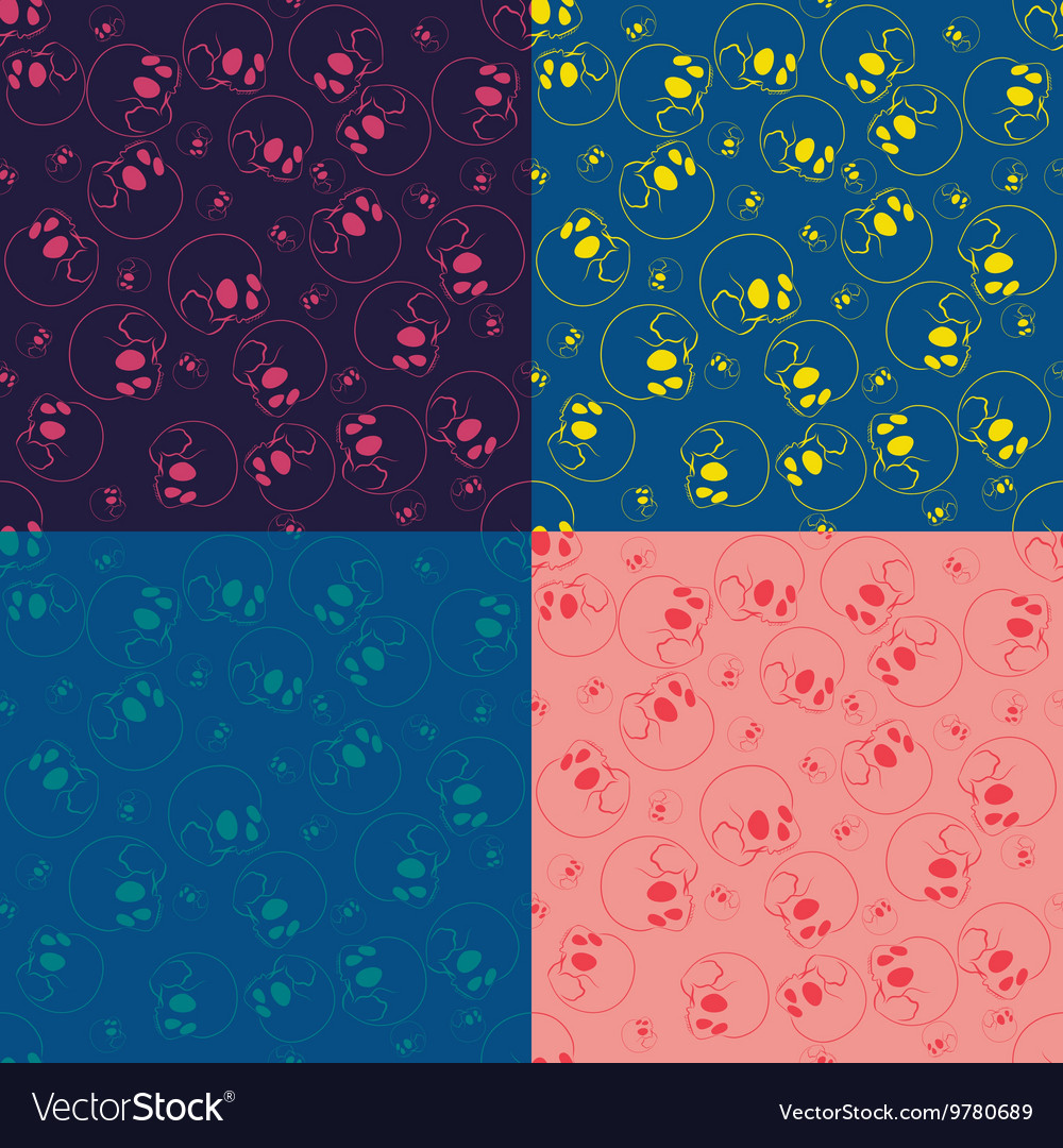 Seamless skull patterns set Royalty Free Vector Image