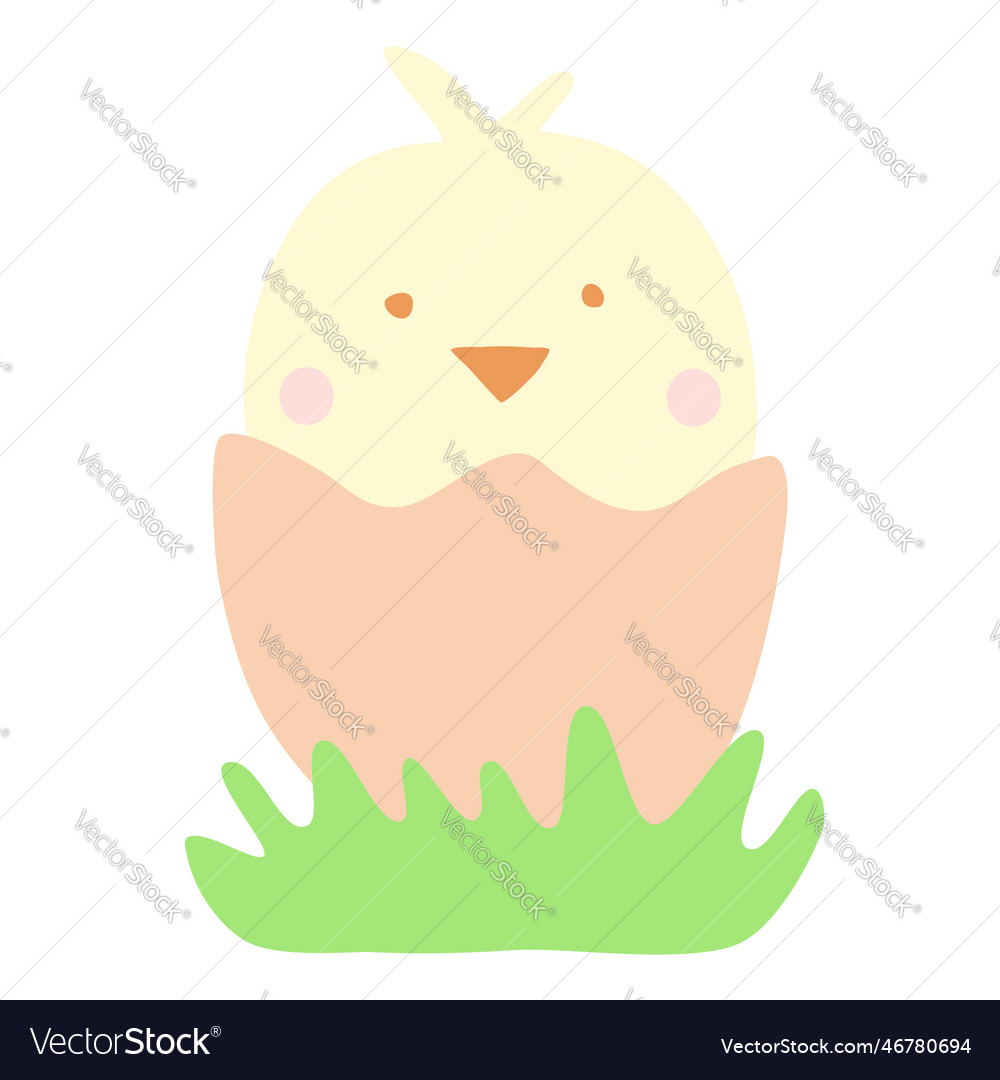 Cute Cartoon Little Chick In Cracked Egg Easter Vector Image