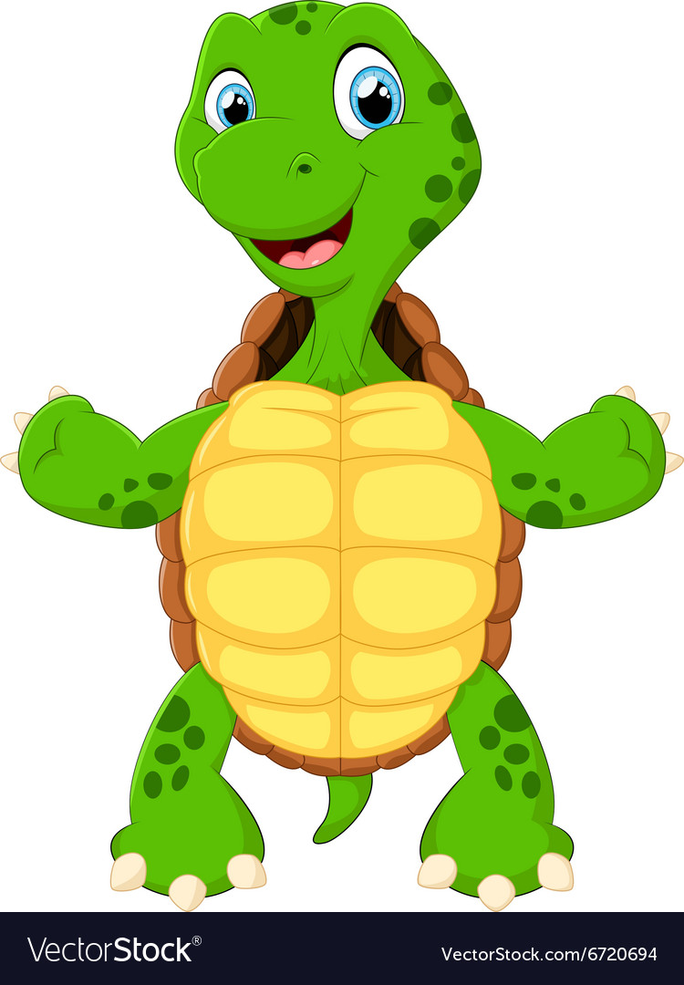 Cute green waving turtle Royalty Free Vector Image