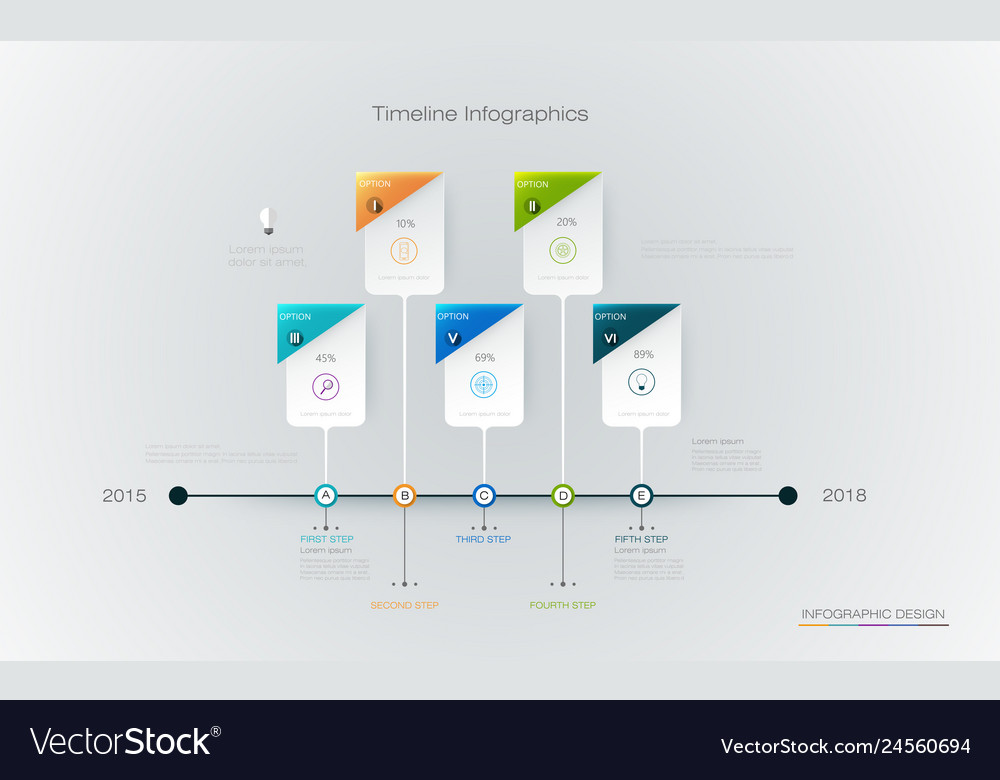 Infographics timeline design template with label Vector Image