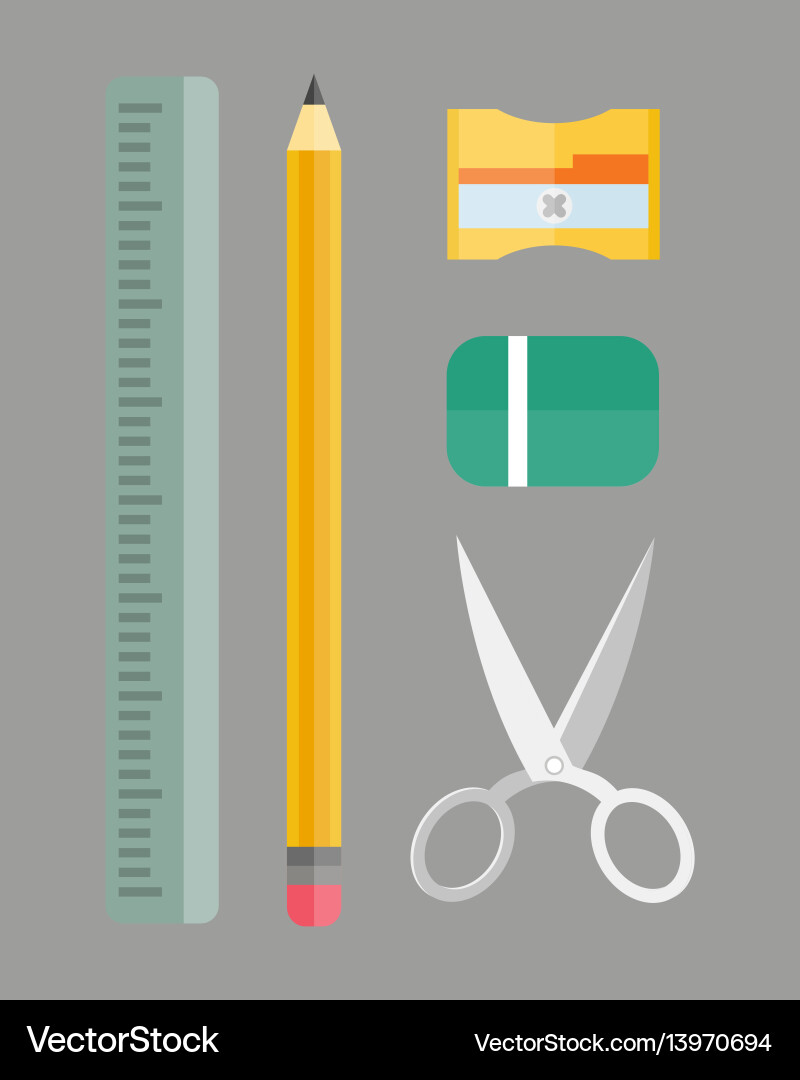 Paint and writing tools collection flat style Vector Image