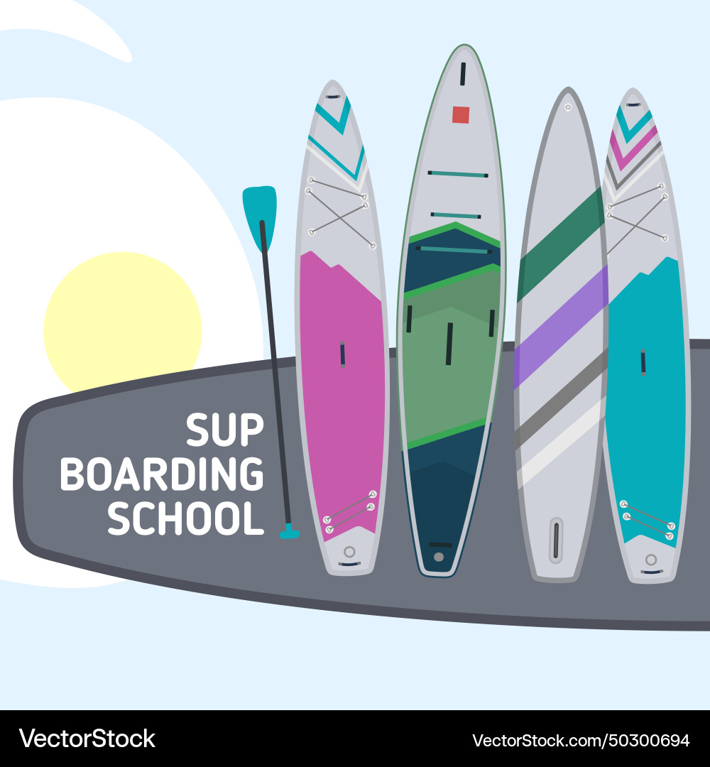 Sup boarding school inflatable stand up paddle Vector Image