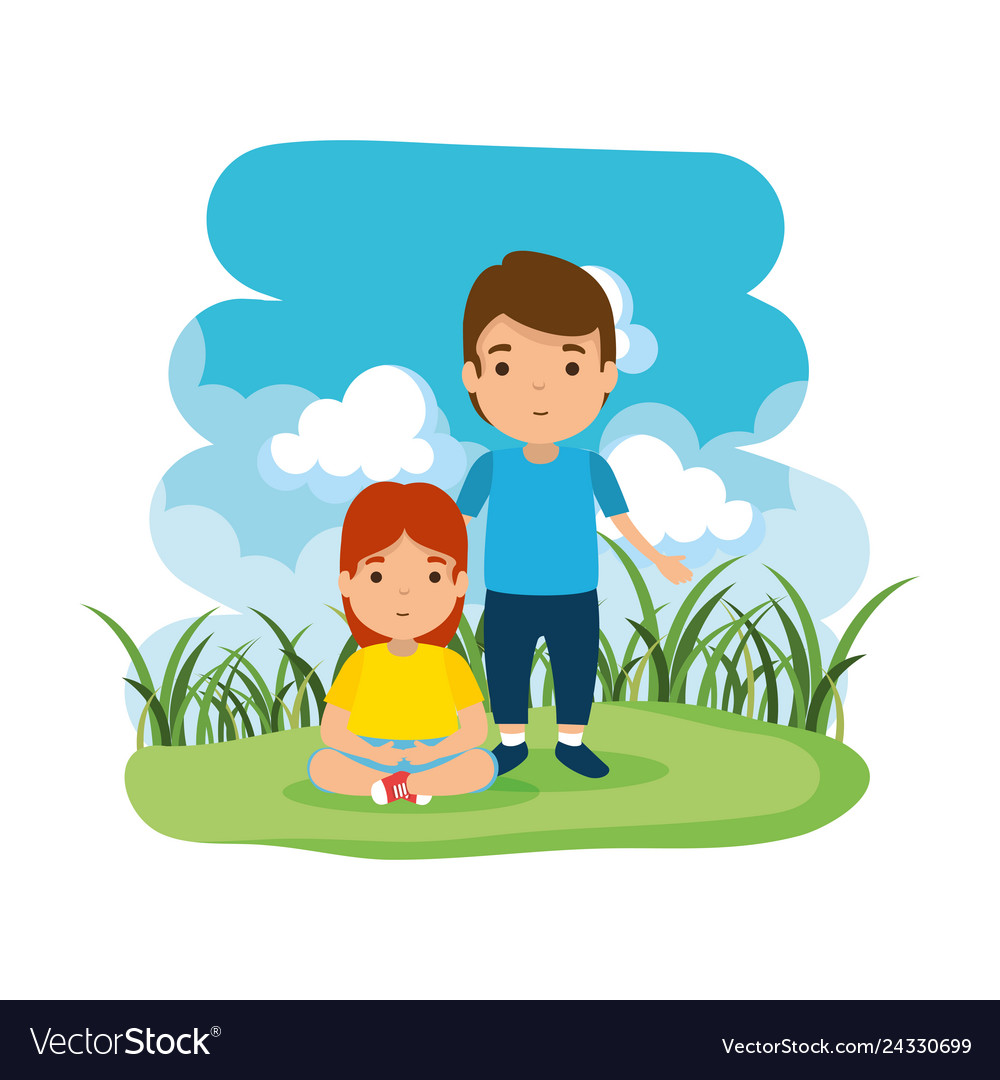 Father with daughter in the camp Royalty Free Vector Image