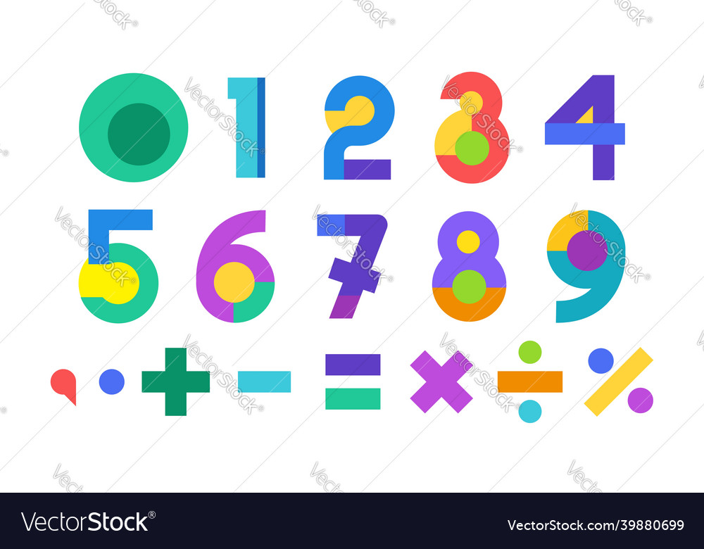 Numbers Set Cartoon Kids Figures Royalty Free Vector Image