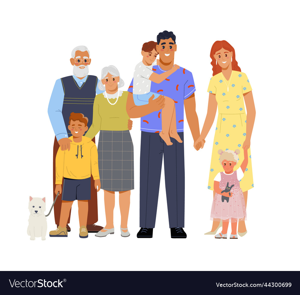 Portrait of big happy family Royalty Free Vector Image