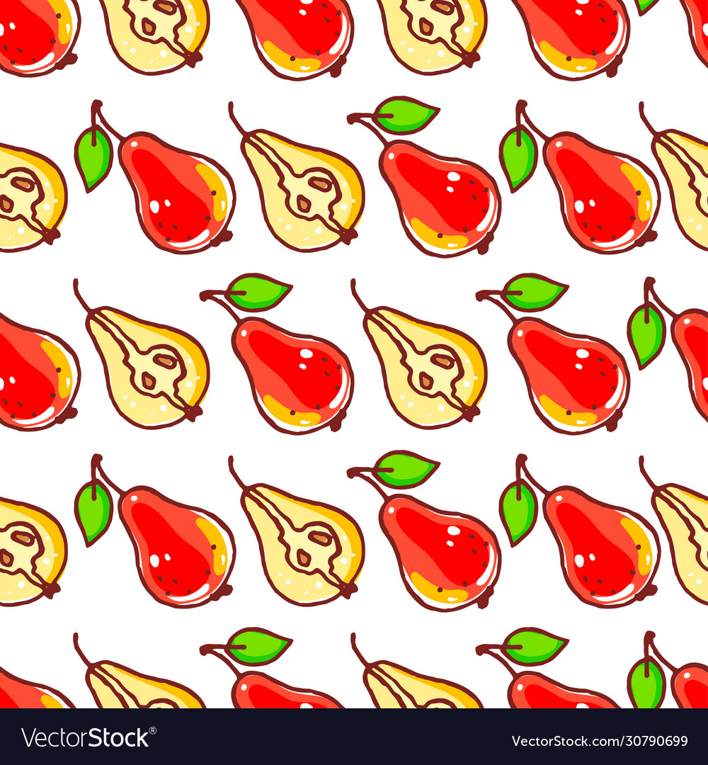 Seamless background with red pears Royalty Free Vector Image