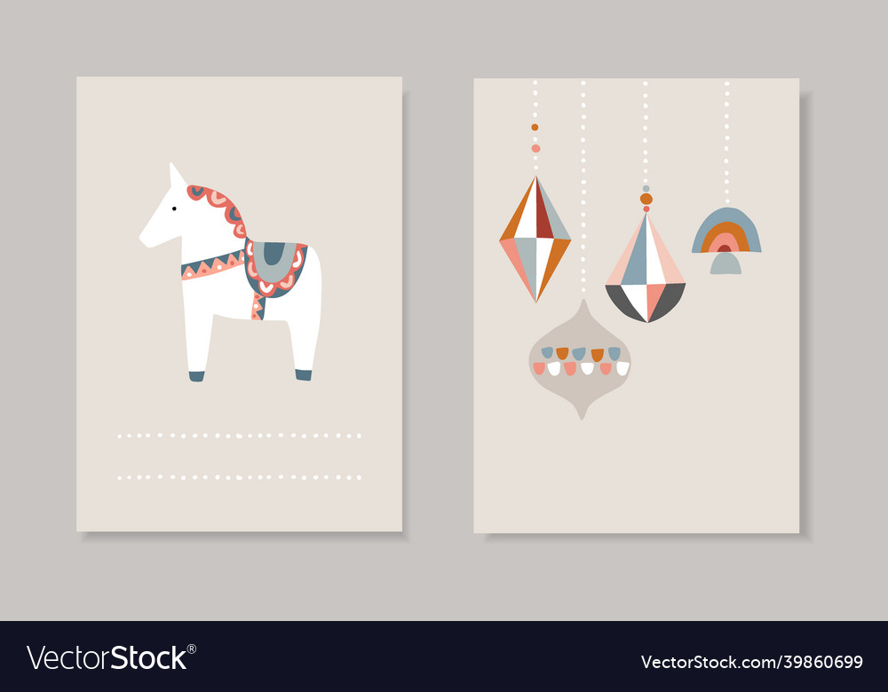 Set of christmas scandinavian greeting cards vector image Set of christmas scandinavian greeting cards