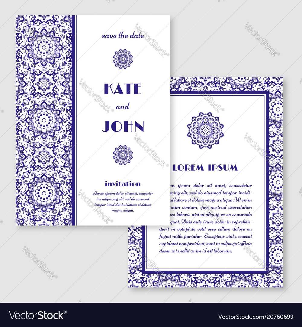 Wedding invitation greeting card with mandala