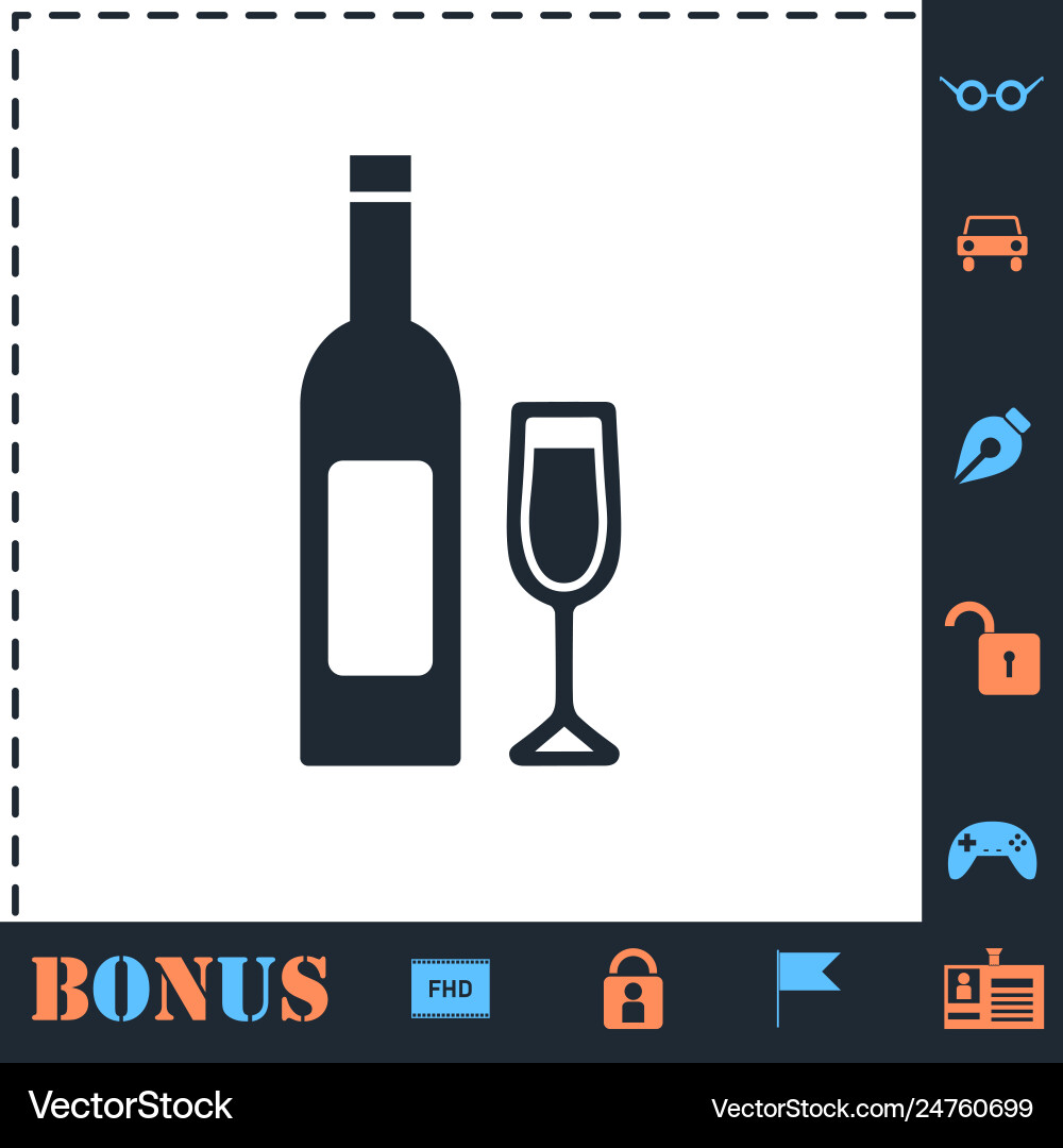 Wine icon flat Royalty Free Vector Image - VectorStock