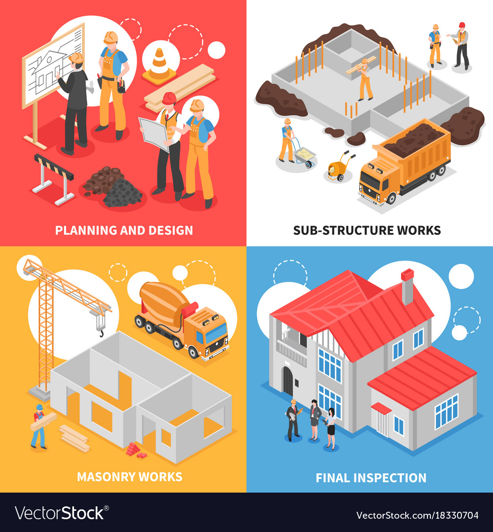 Building isometric design concept Royalty Free Vector Image