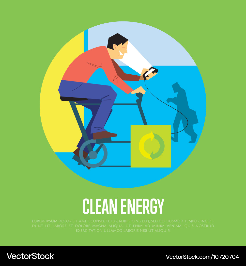 Clean energy concept man with generator Royalty Free Vector