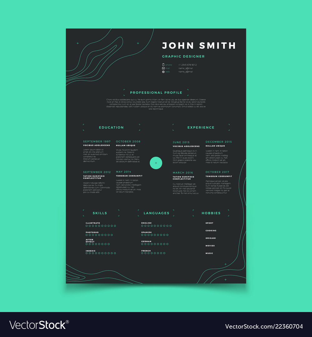 Curriculum Vitae Template Cv Resume Royalty Free Vector