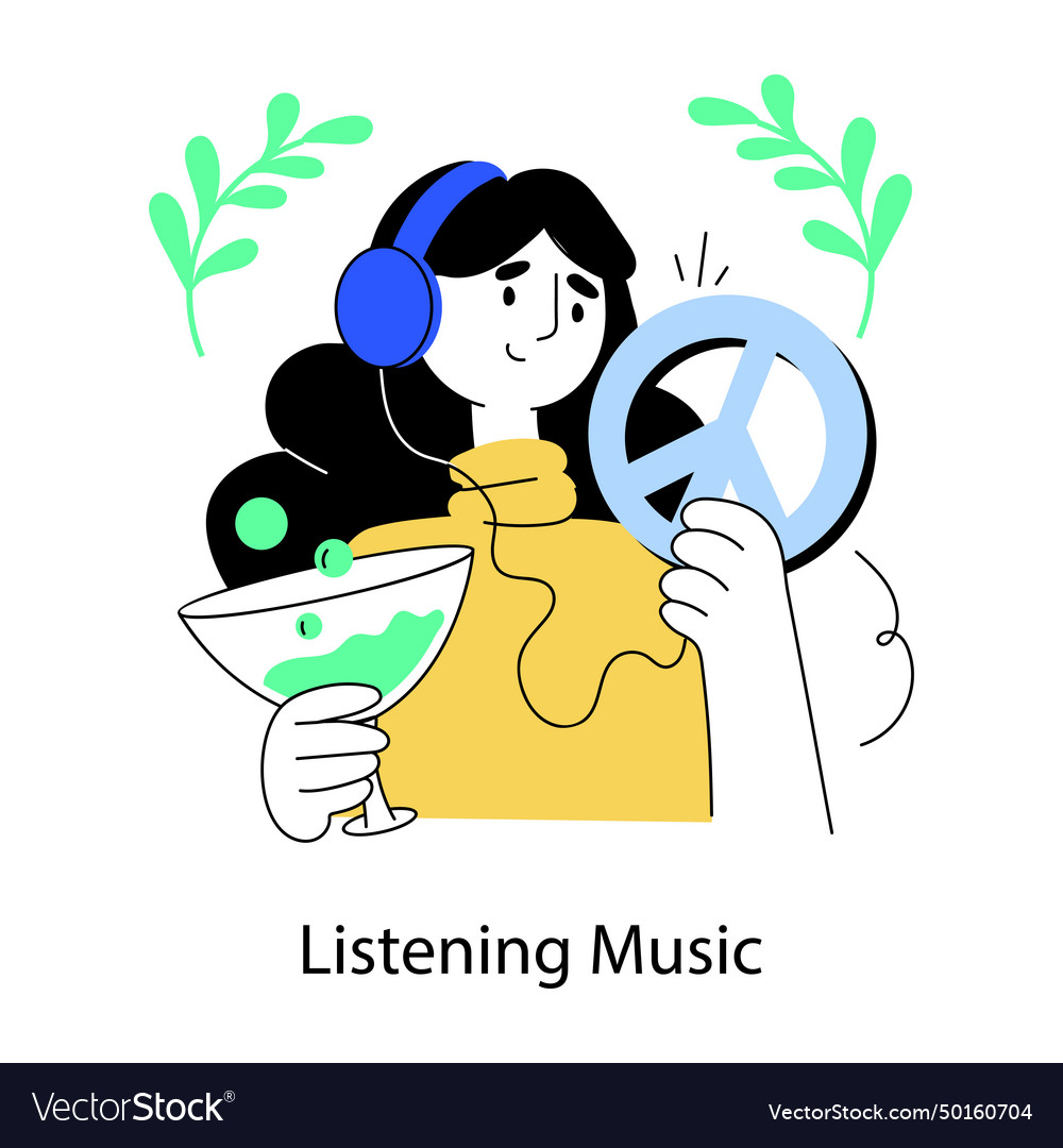 Listening music Royalty Free Vector Image - VectorStock