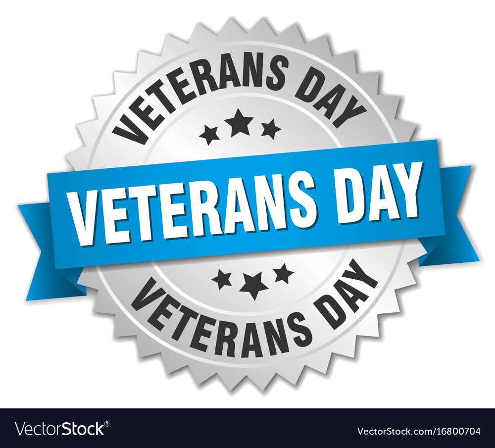 Veterans day round isolated silver badge Vector Image