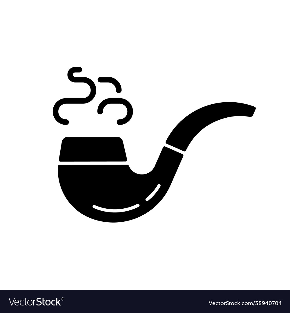 Vintage smoking pipe black glyph icon Royalty Free Vector