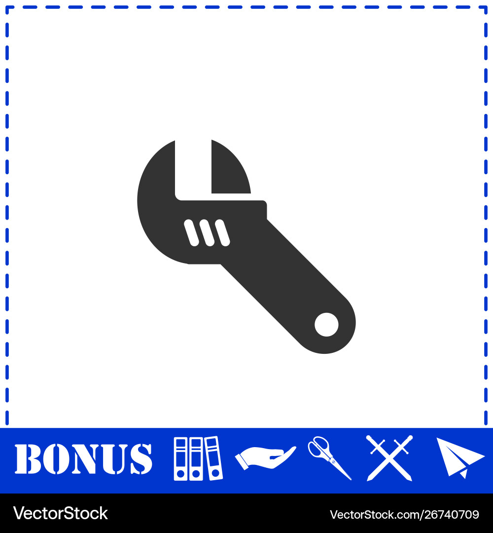 Adjustable wrench icon flat Royalty Free Vector Image