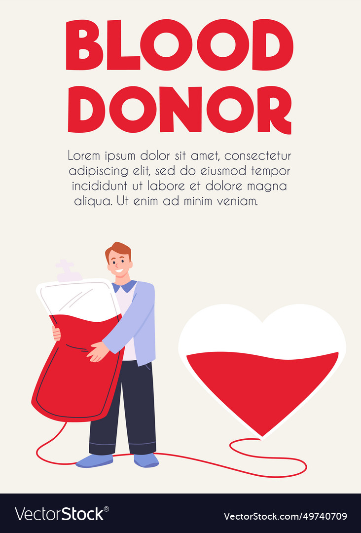 Blood donor design concept with man cartoon Vector Image