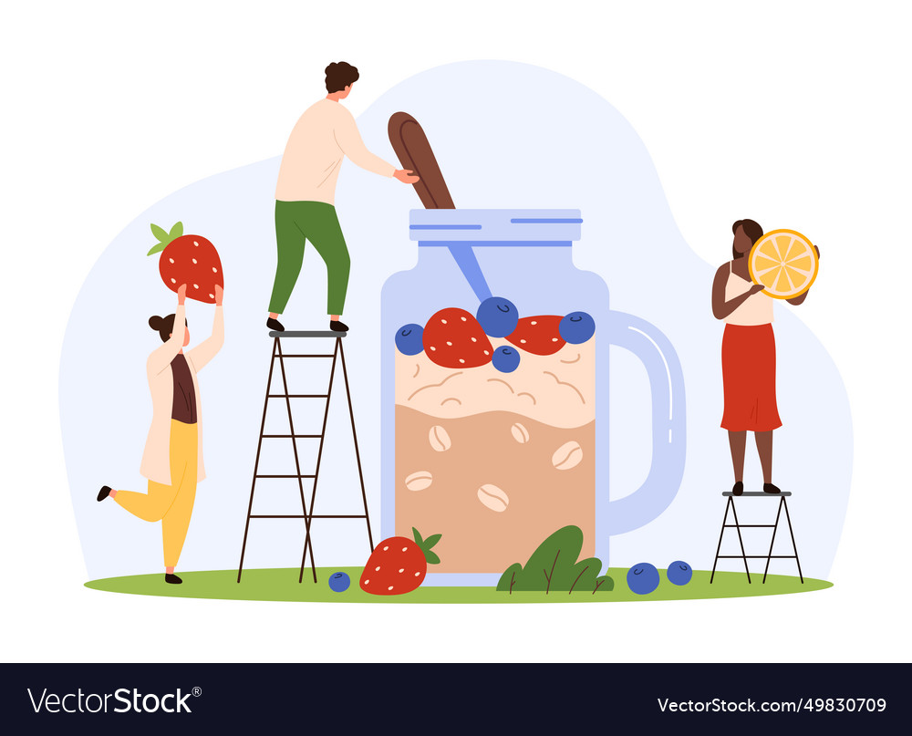 Cooking cereal granola with berries in bottle Vector Image