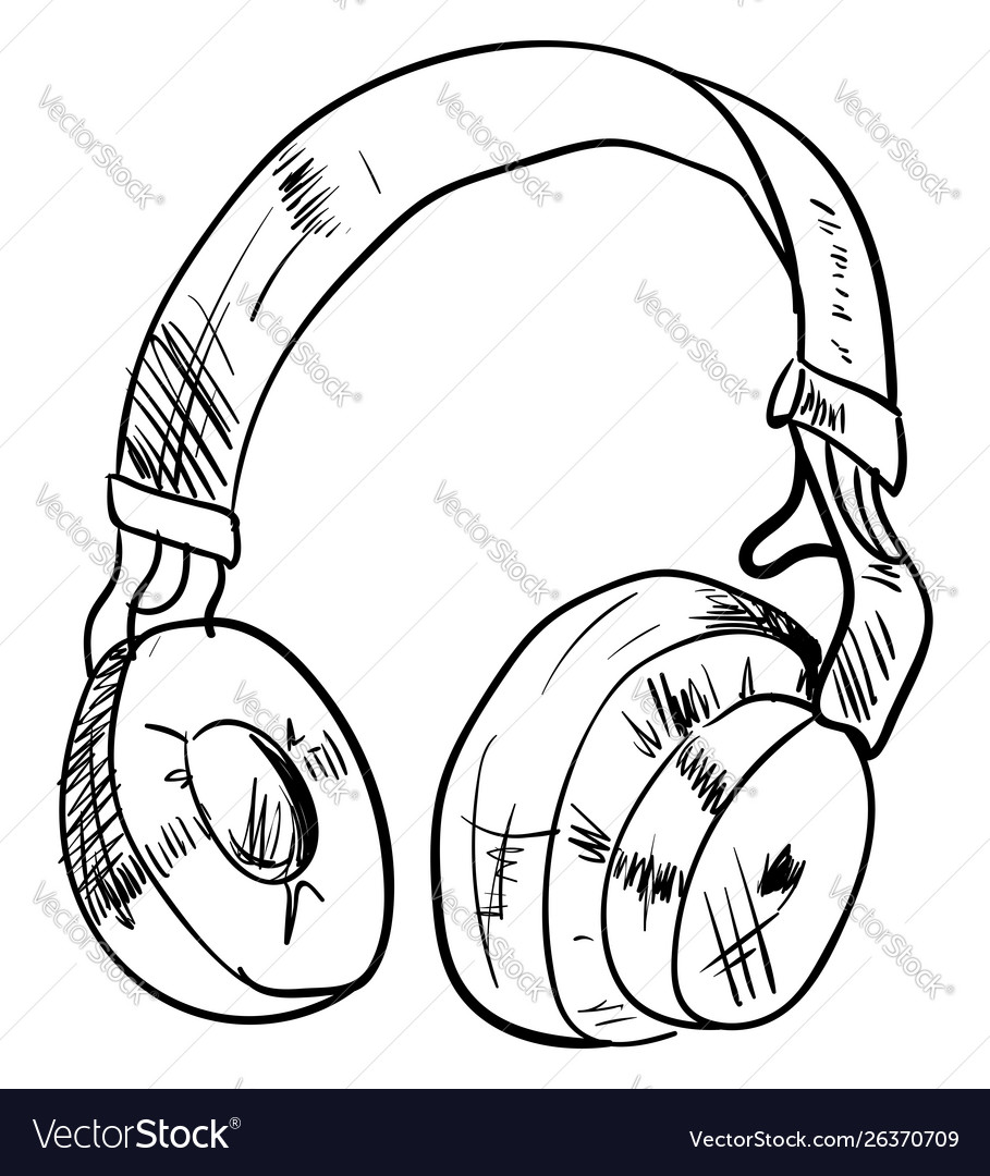 Headphones Drawing On White Background Royalty Free Vector