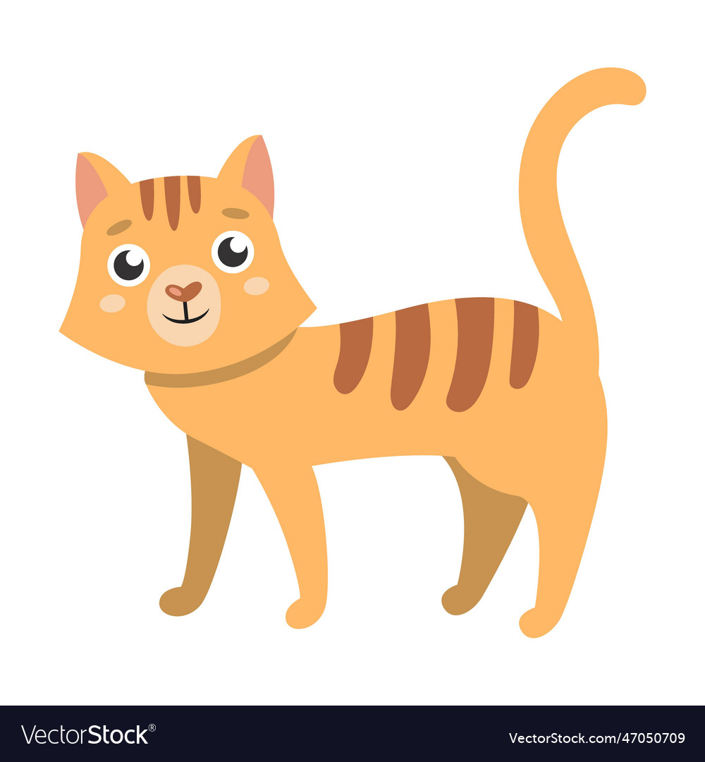 Kind striped cat cartoon character Royalty Free Vector Image