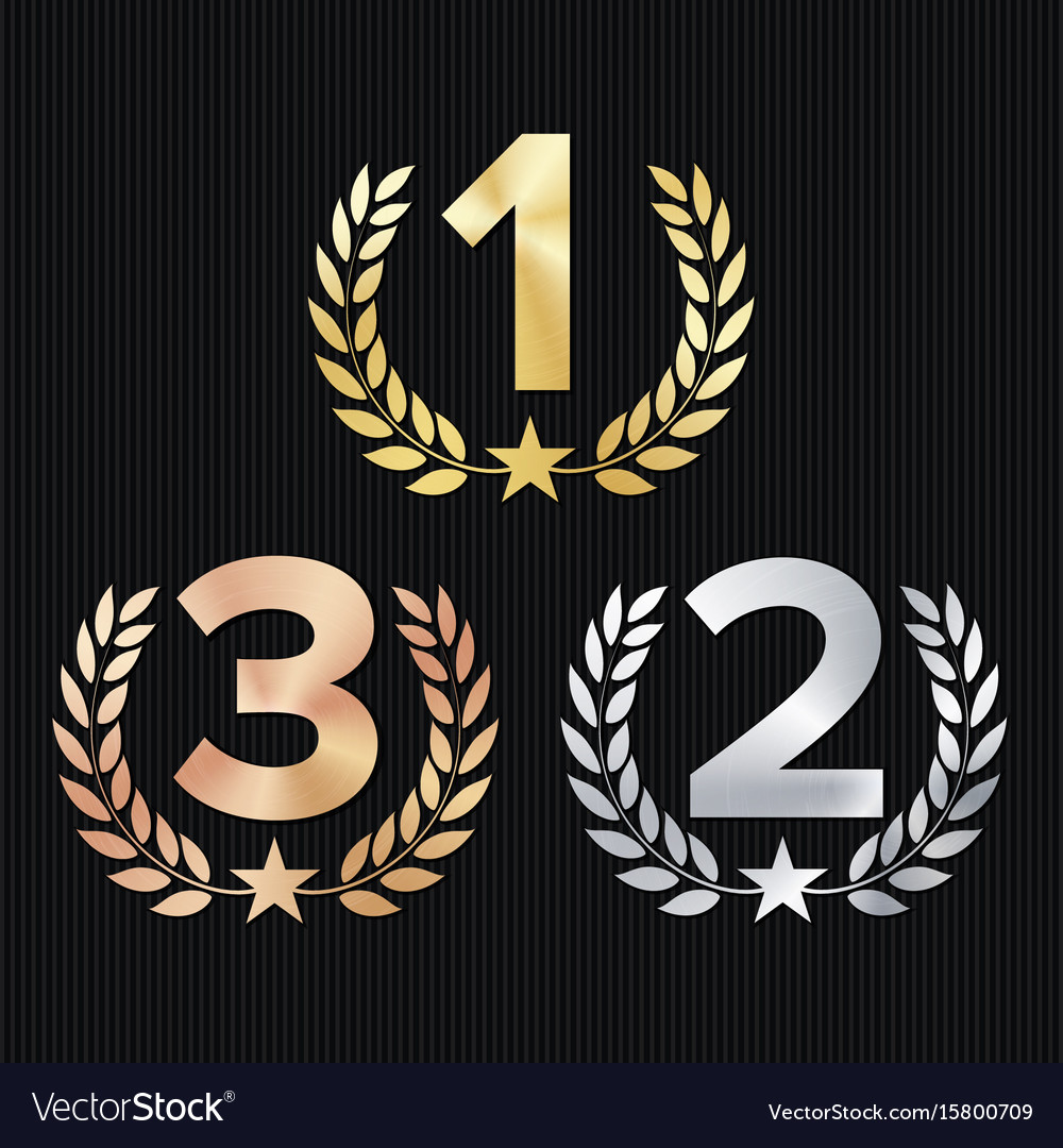 Trophy award set figures 1 2 3 one two Royalty Free Vector