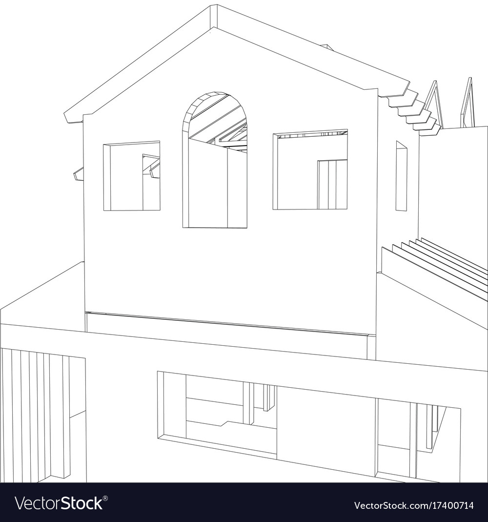 abstract 3d render of building wireframe structure