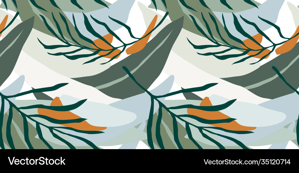 Artistic seamless pattern with abstract leaves Vector Image