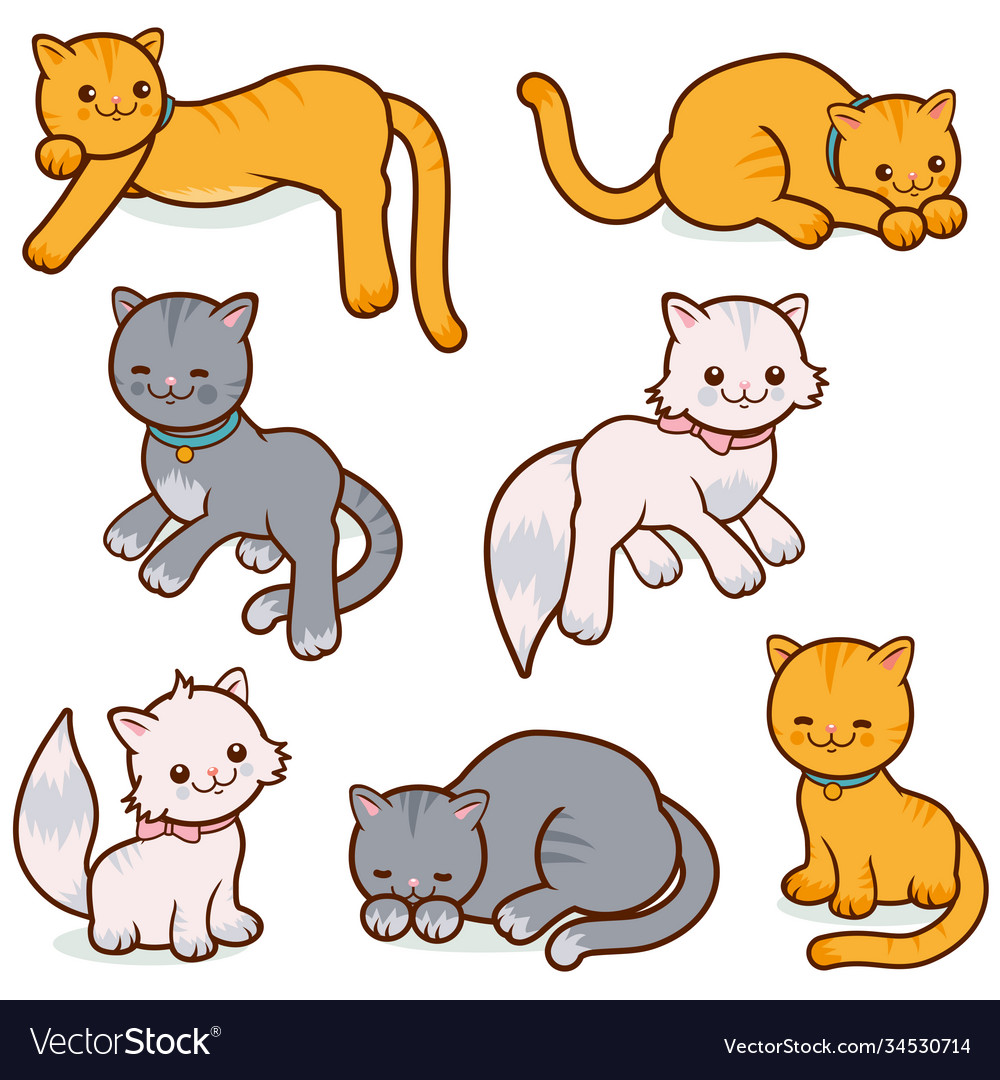 Cartoon cats collection Royalty Free Vector Image