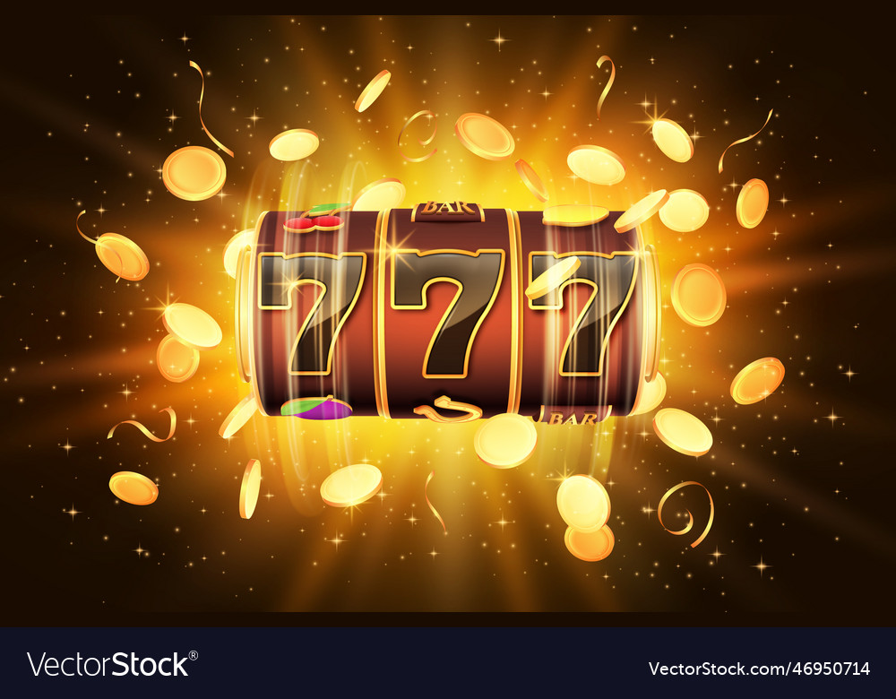 Casino jackpot glowing 777 lucky number money Vector Image