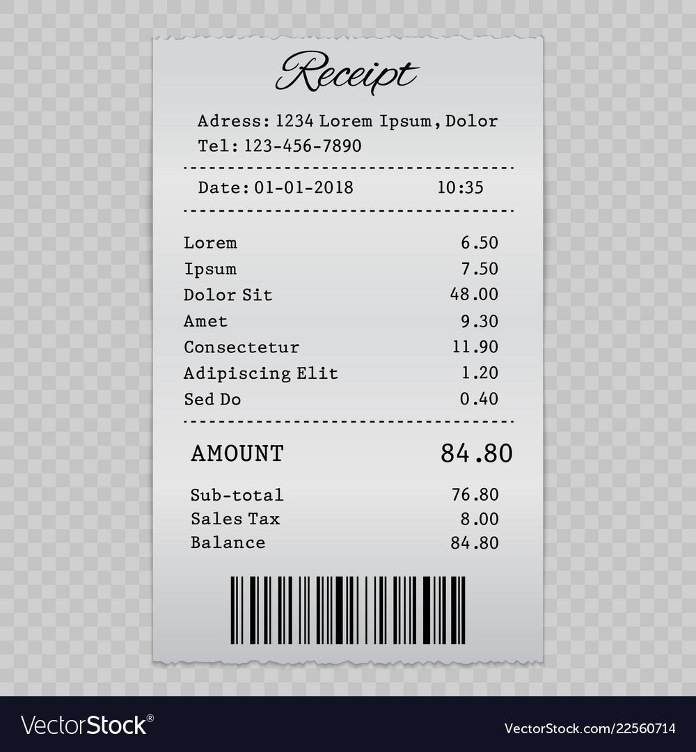 receipt-template-royalty-free-vector-image-vectorstock