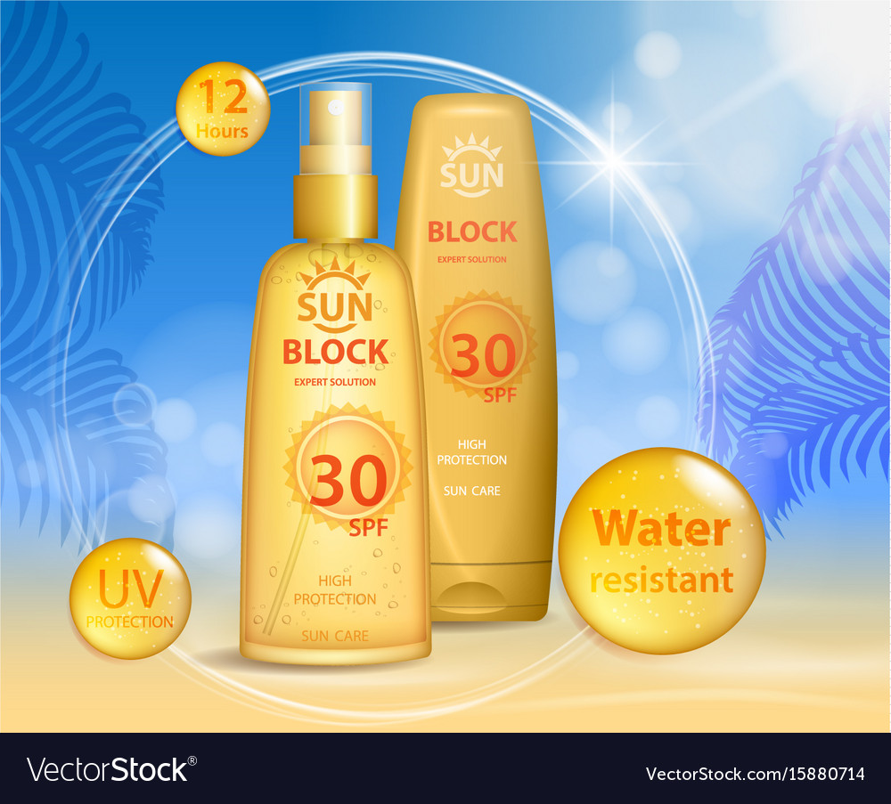 Sun protection sunscreen and sunbath cosmetic Vector Image