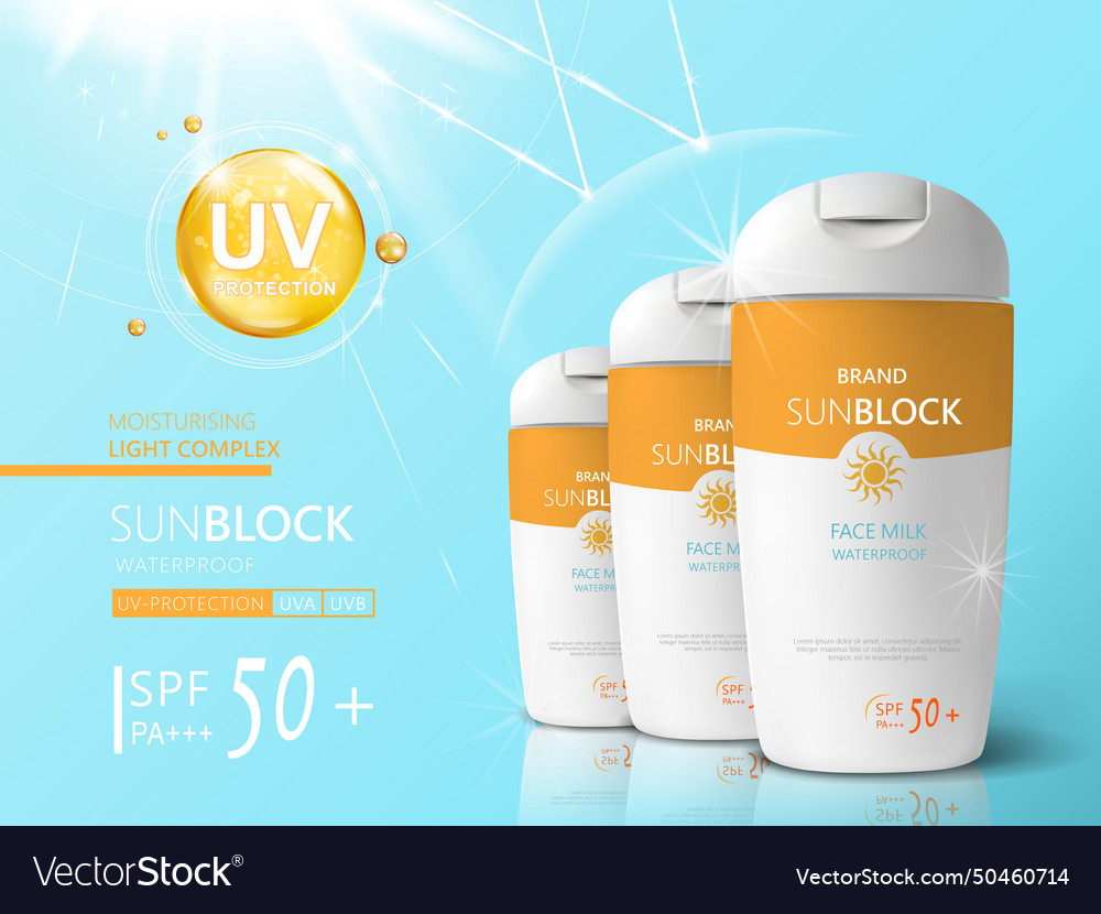 Sunblock ads template Royalty Free Vector Image