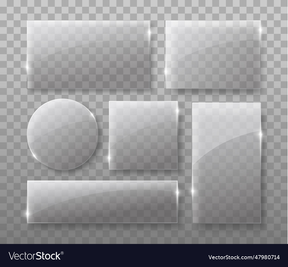 Transparent glass plates isolated on