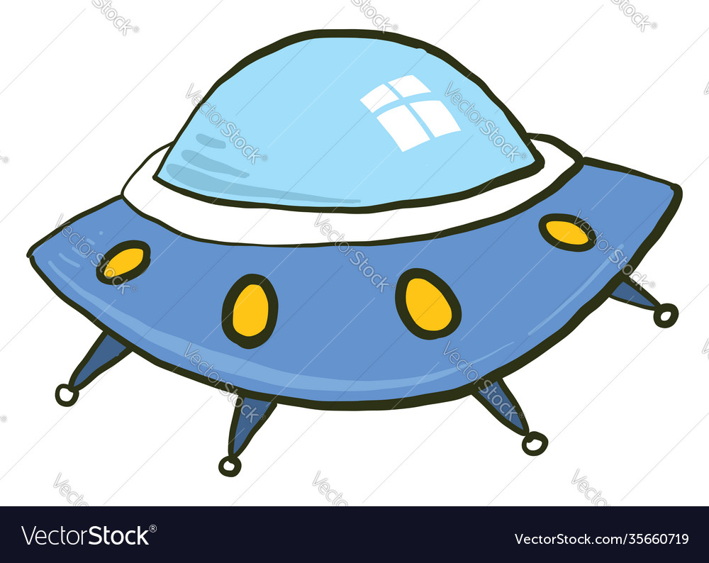 Blue round ufo on white background Royalty Free Vector Image