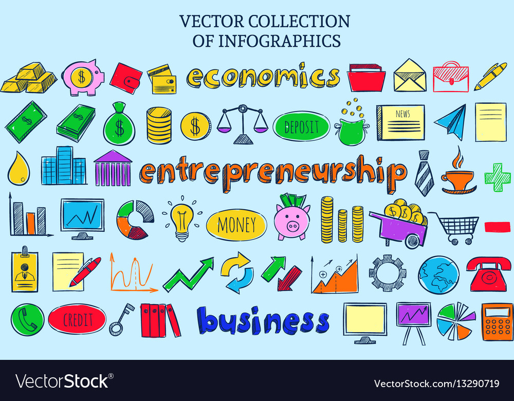colored infographic icons collection royalty free vector