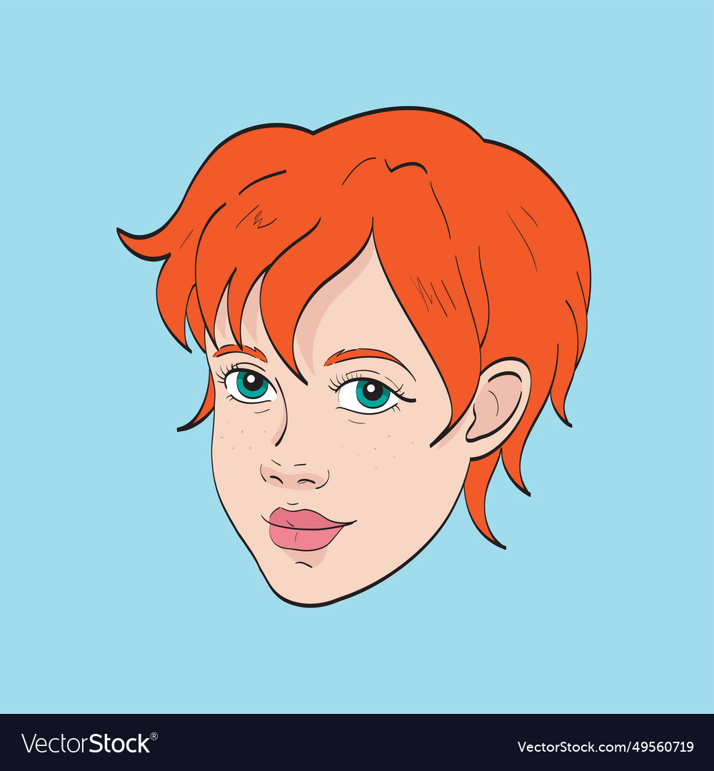 Hand drawn female fashion portrait avatar ginger Vector Image