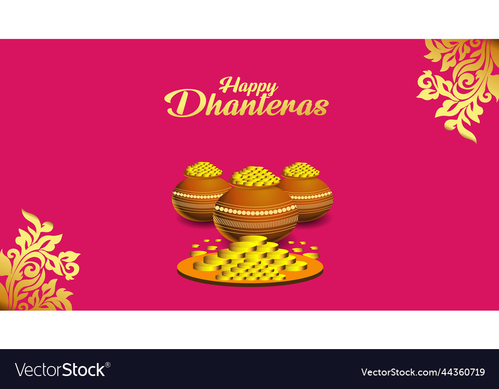 Happy dhanteras greeting card design Royalty Free Vector