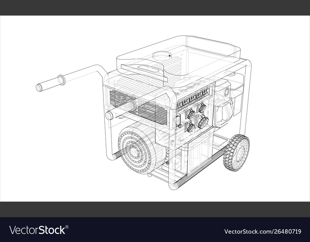 Outline portable gasoline generator Royalty Free Vector