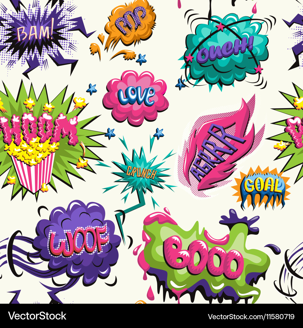 Seamless pattern of comic icon Royalty Free Vector Image