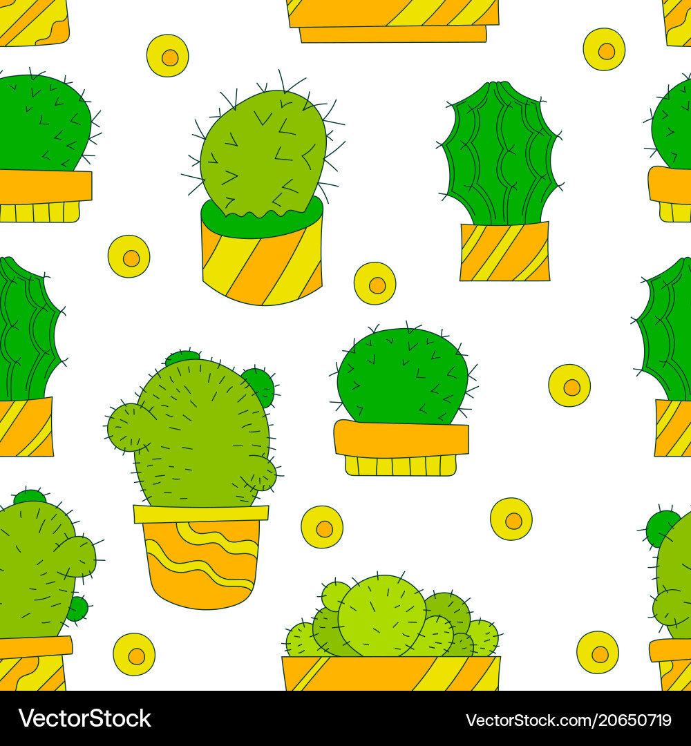 Seamless pattern with cactus Royalty Free Vector Image