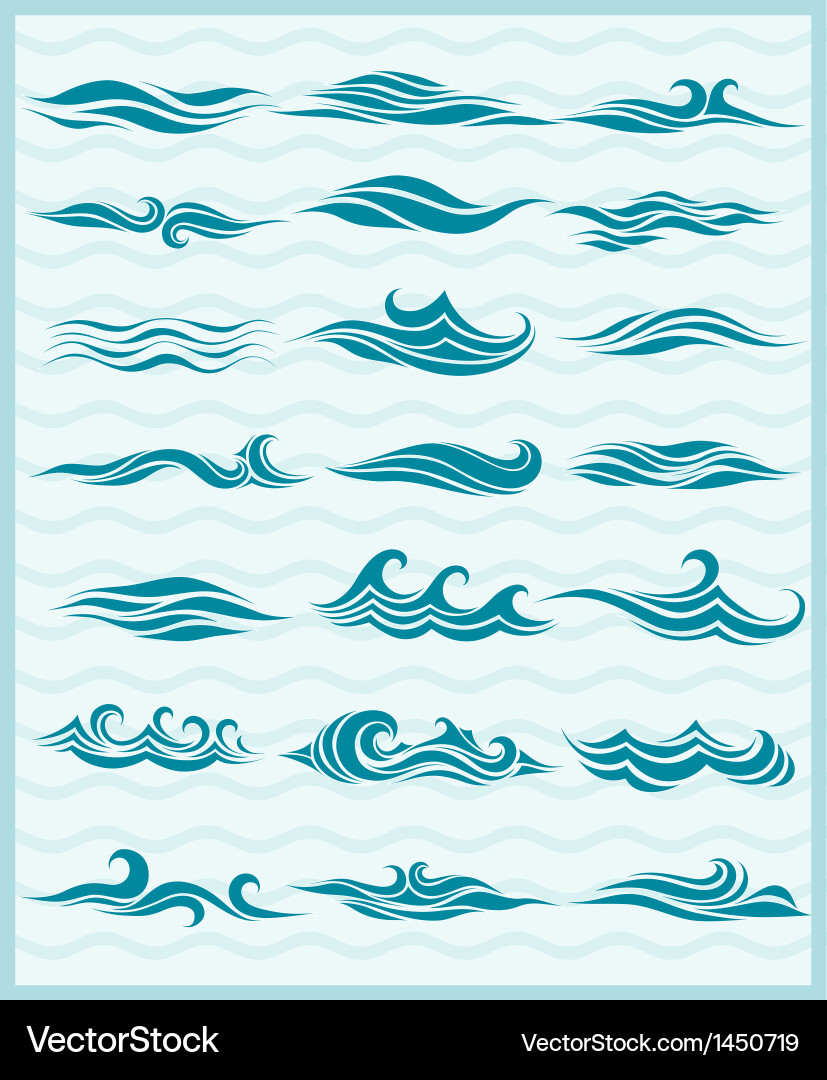 Set waves Royalty Free Vector Image - VectorStock