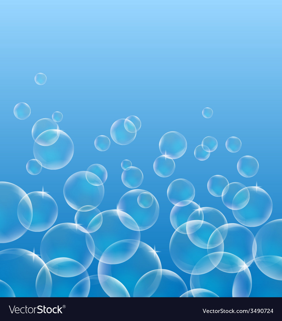 Air bubbles in water on blue Royalty Free Vector Image