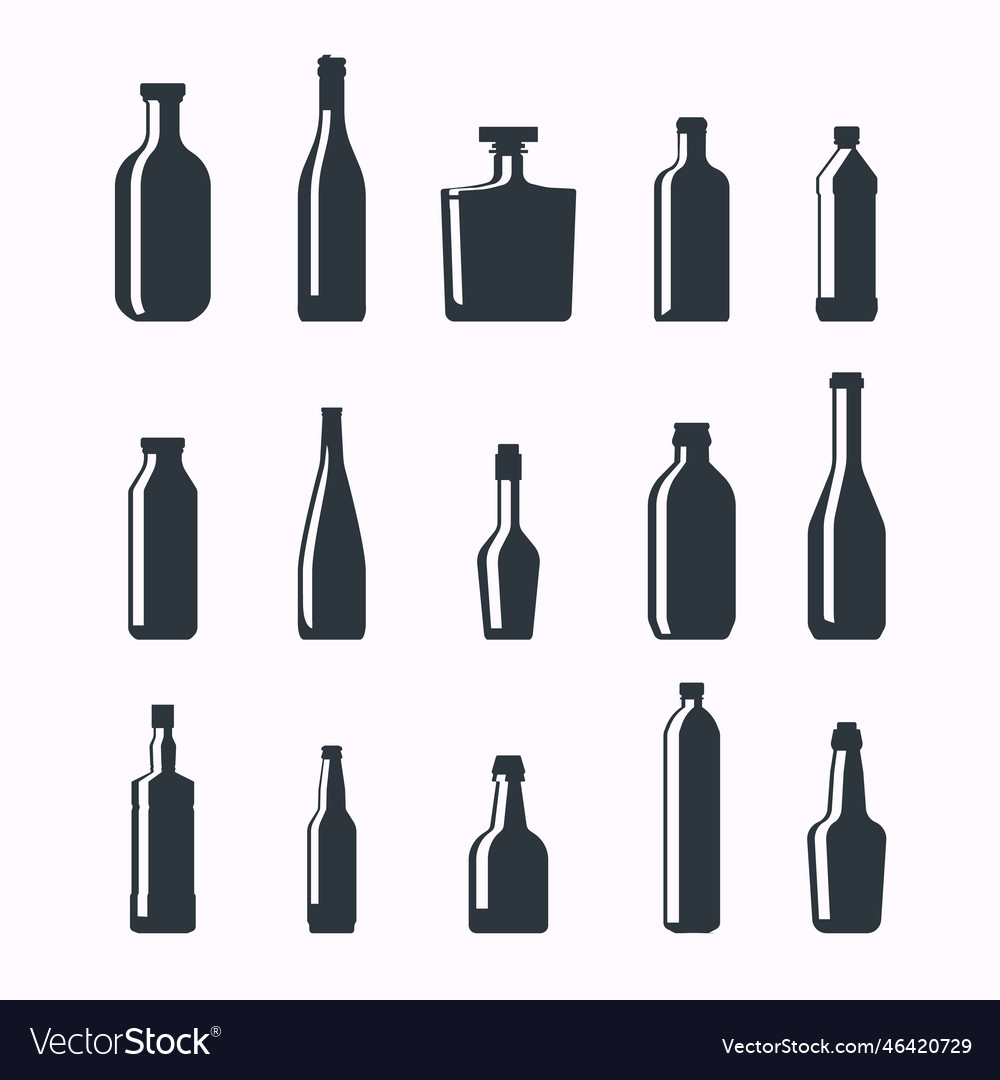 Beer bottles silhouette and black silhouette Vector Image