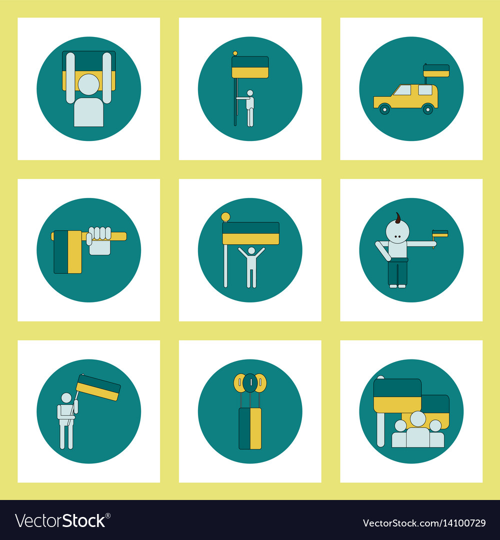 collection of icons in flat style ukrainian vector image