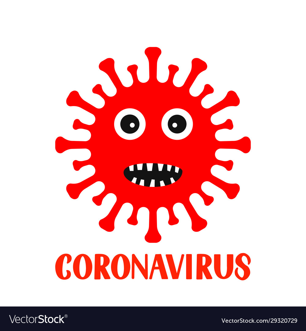 Download Corona virus cartoon character and lettering Vector Image