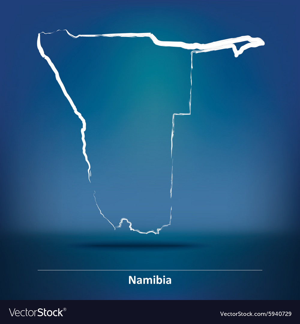 Doodle map of namibia Royalty Free Vector Image