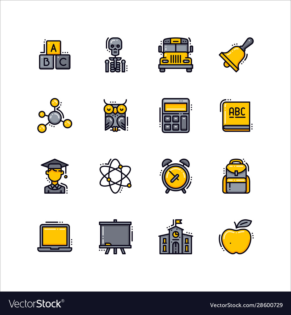 Education set 2 - robot icons flat line Royalty Free Vector