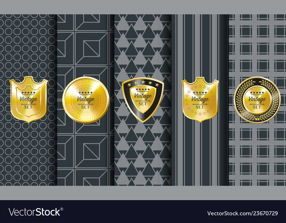 Golden vintage pattern on dark background vector image Golden vintage pattern on dark background