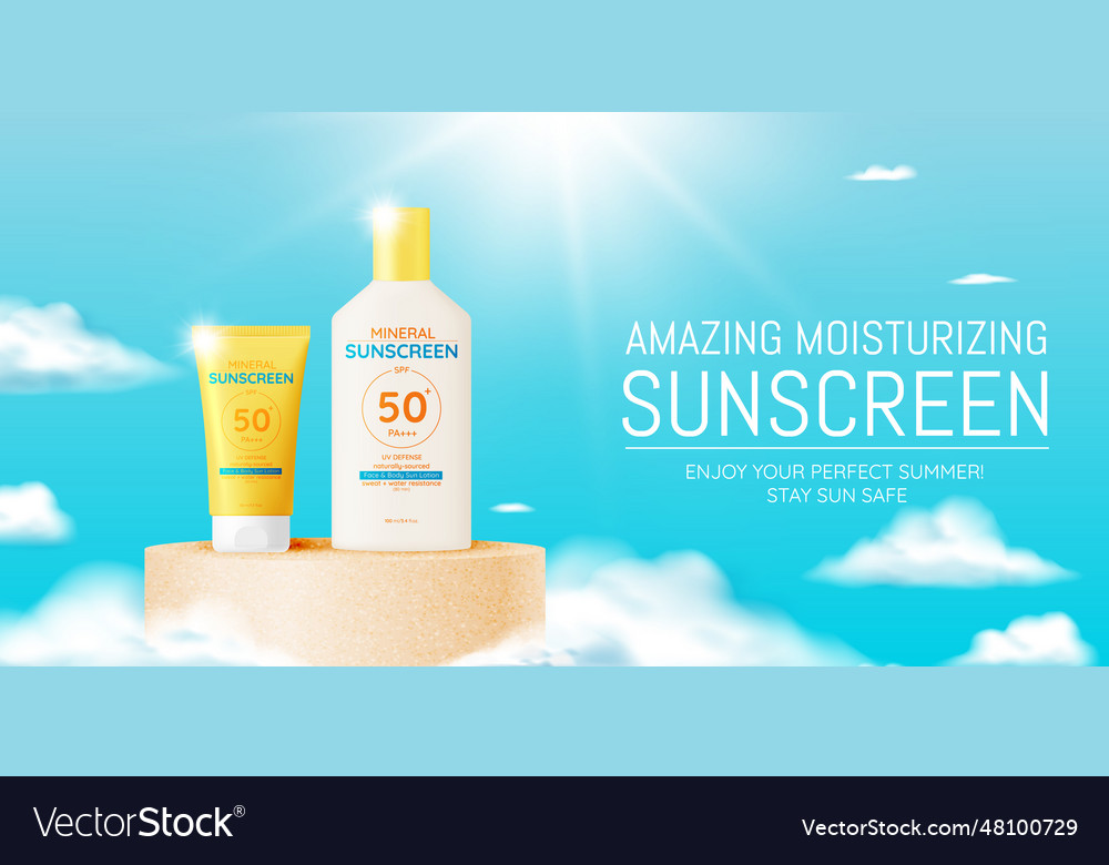 Protection cosmetic products designsunscreen Vector Image